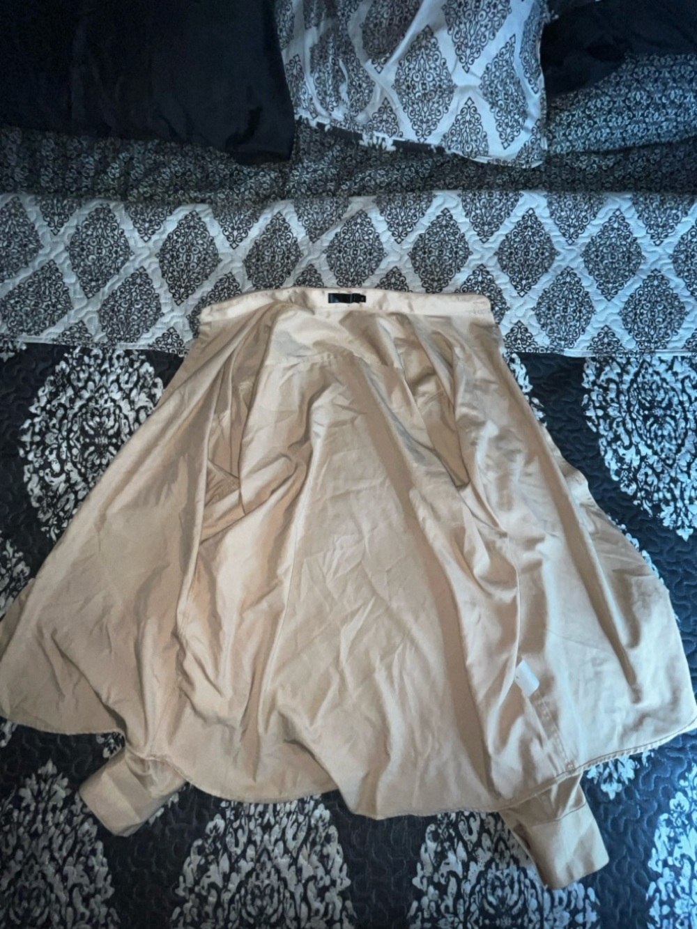 Beige A-Line Women's Button down Shirt- Unbranded